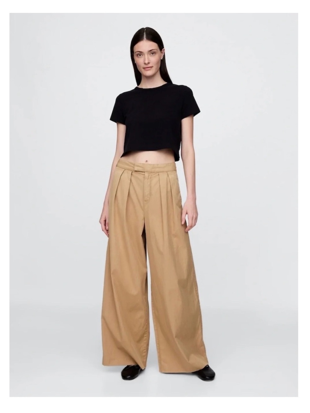 GAP Wide Leg Khaki Pleated Trouser Pant Minimalist Casual Professional